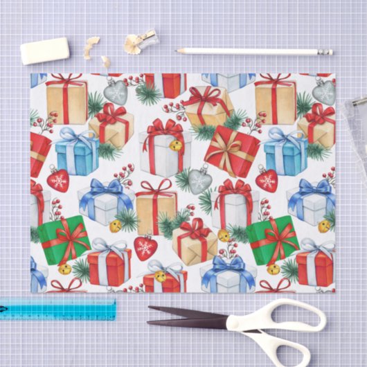 Kleurrijke kerstcadeautjes tissuepapier (Craft)