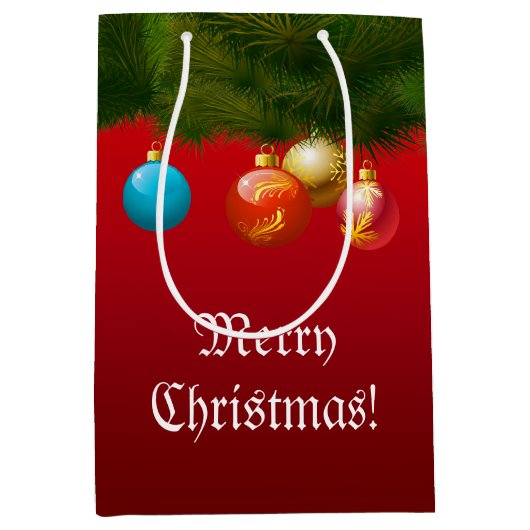 Kleurrijke kerstdecoraties medium cadeauzakje (Voorkant)