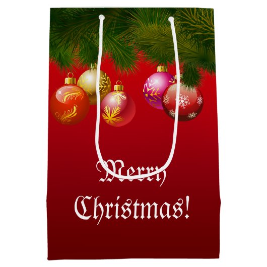 Kleurrijke kerstdecoraties medium cadeauzakje (Achterkant)