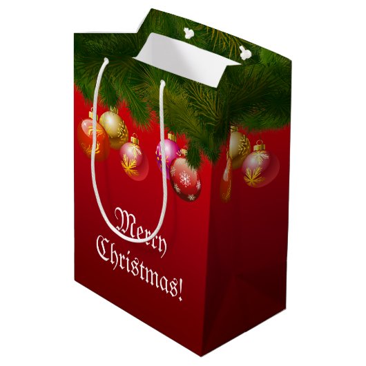 Kleurrijke kerstdecoraties medium cadeauzakje (Achterkant Gekanteld)