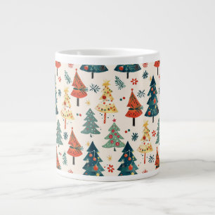 Kleurrijke Kerstdennen Naadloos Patroon Grote Koffiekop