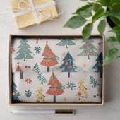 Kleurrijke Kerstdennen Naadloos Patroon Tissuepapier (Geschenk)