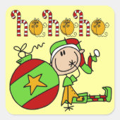 Kleurrijke kerstfeestdag Elf Vierkante Sticker (Voorkant)