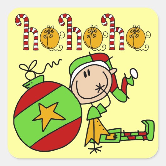 Kleurrijke kerstfeestdag Elf Vierkante Sticker (Voorkant)
