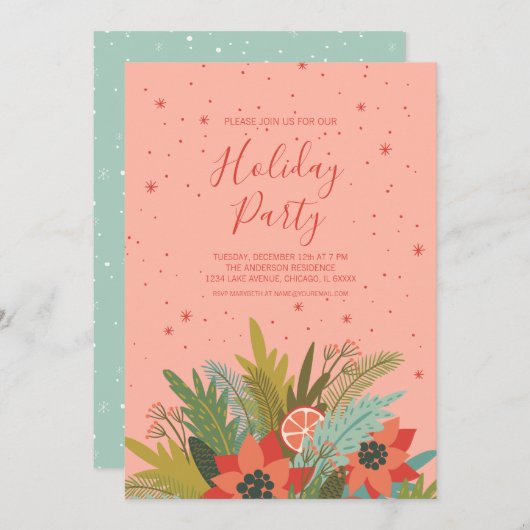 Kleurrijke kerstfeestdag in Retro Kaart (Voorkant / Achterkant)