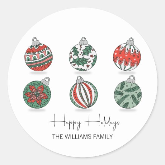 Kleurrijke kerstfeestdag ronde sticker (Voorkant)