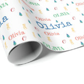 Kleurrijke kerstfeestelijke naam op maat cadeaupapier (Rol Hoek)