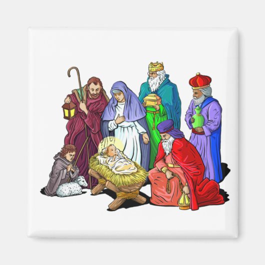 Kleurrijke kerstfeestscène magneet (Voorkant)