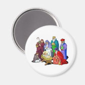 Kleurrijke kerstfeestscène magneet (Voorkant / Achterkant)