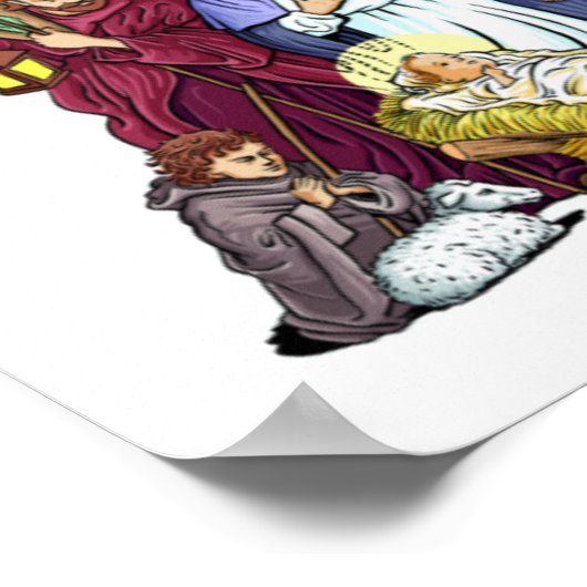 Kleurrijke kerstfeestscène poster (Hoek)