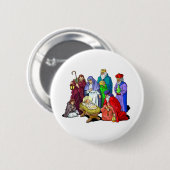 Kleurrijke kerstfeestscène ronde button 5,7 cm (Voorkant /achterkant)
