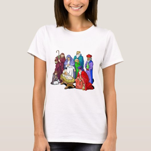 Kleurrijke kerstfeestscène t-shirt (Voorkant)