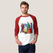 Kleurrijke kerstfeestscène t-shirt (Voorkant volledig)
