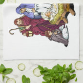 Kleurrijke kerstfeestscène theedoek (Gevouwen)