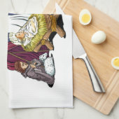 Kleurrijke kerstfeestscène theedoek (Quarter Fold)