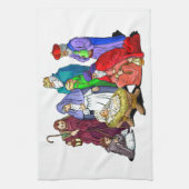 Kleurrijke kerstfeestscène theedoek (Verticaal)