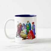 Kleurrijke kerstfeestscène tweekleurige koffiemok (Links)