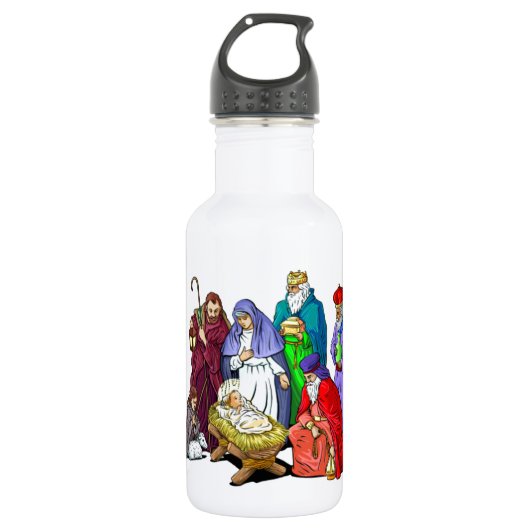 Kleurrijke kerstfeestscène waterfles (Voorkant)