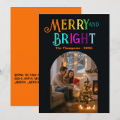 Kleurrijke Kerstfoto Merry & Bright Feestdagenkaart (Voorkant / Achterkant)