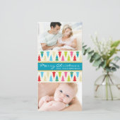 KLEURRIJKE KERSTFOTOKAART :: gedessineerdekerstboo Feestdagenkaart (Staand voorkant)