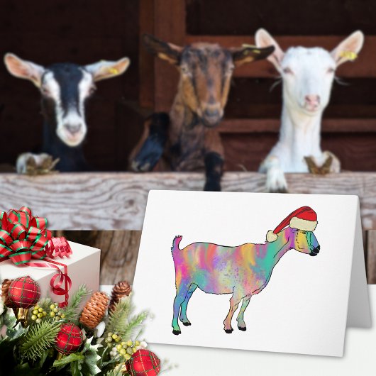 Kleurrijke Kerstgeit Kaart