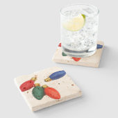 Kleurrijke kerstgloeilampen stenen onderzetter (Zijkant)