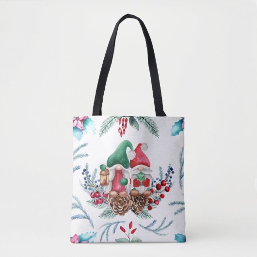 Kleurrijke kerstgnomen tote bag (Voorkant)
