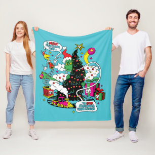 Kleurrijke Kerstgrafiek van de Grinch Fleece Deken