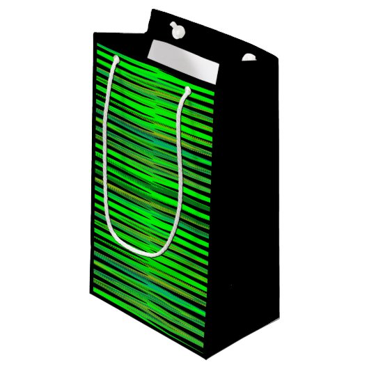 Kleurrijke kerstgroene stripverpakking met cadeaut klein cadeauzakje (Voorkant Gekanteld)