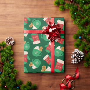 Kleurrijke Kersthandschoen & Gingerbread Latte Gre Cadeaupapier