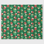 Kleurrijke Kersthandschoen & Gingerbread Latte Gre Cadeaupapier (Vlak)