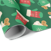 Kleurrijke Kersthandschoen & Gingerbread Latte Gre Cadeaupapier (Rol Hoek)
