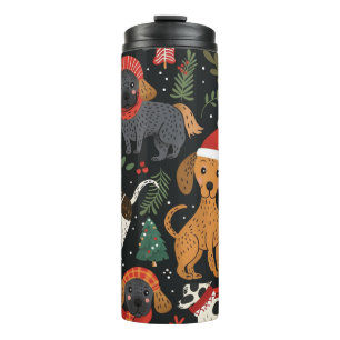Kleurrijke Kersthonden – Leuk Kerstcadeau voor Hui Thermosbeker