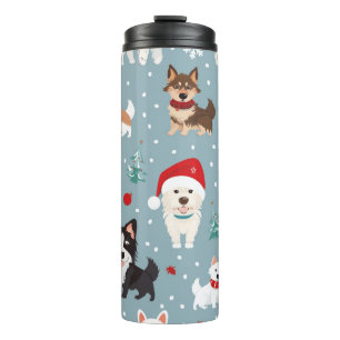 Kleurrijke Kersthonden – Leuk Kerstcadeau voor Hui Thermosbeker