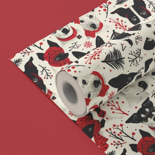 Kleurrijke kersthonden Patroon Cadeaupapier