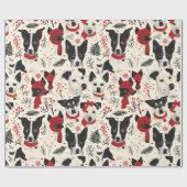 Kleurrijke kersthonden Patroon Cadeaupapier (Vlak)