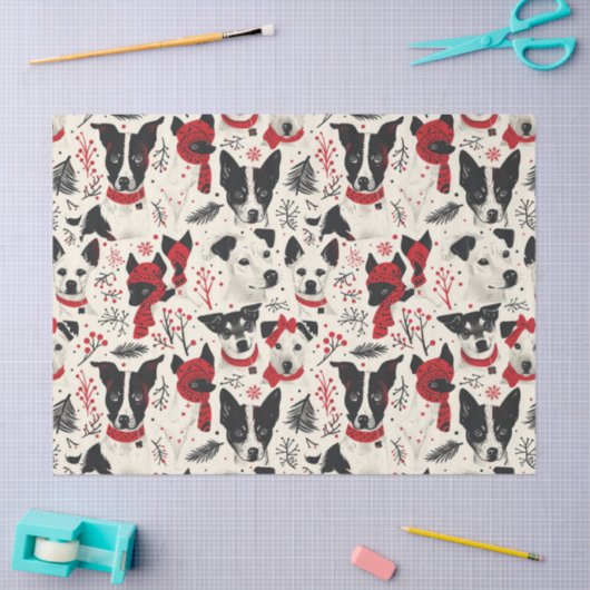 Kleurrijke kersthonden Patroon Tissuepapier (Craft)