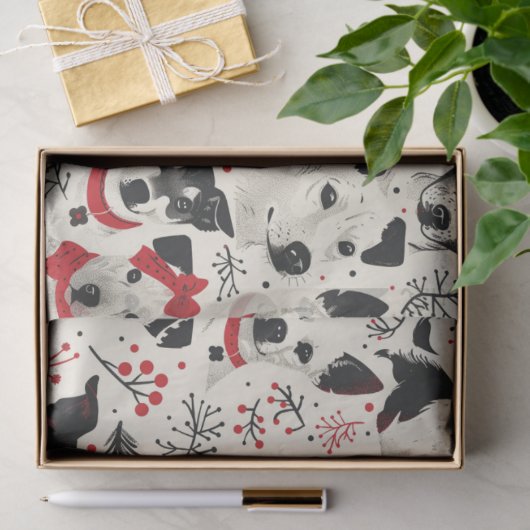 Kleurrijke kersthonden Patroon Tissuepapier (Geschenk)