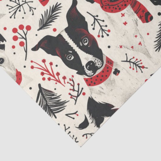 Kleurrijke kersthonden Patroon Tissuepapier (Detail)