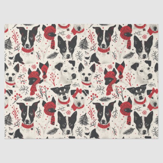 Kleurrijke kersthonden Patroon Tissuepapier (Voorkant)