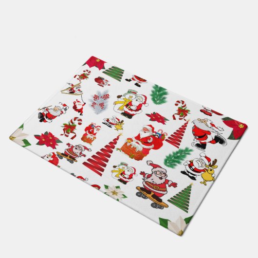 Kleurrijke kerstillustratie deurmat (Schuin)