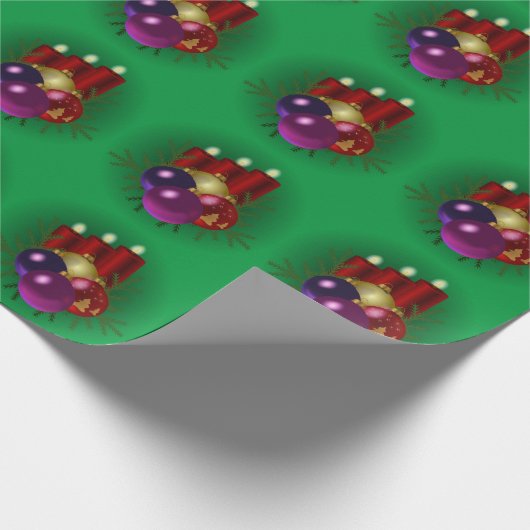 Kleurrijke kerstkaarsen cadeaupapier (Hoek)