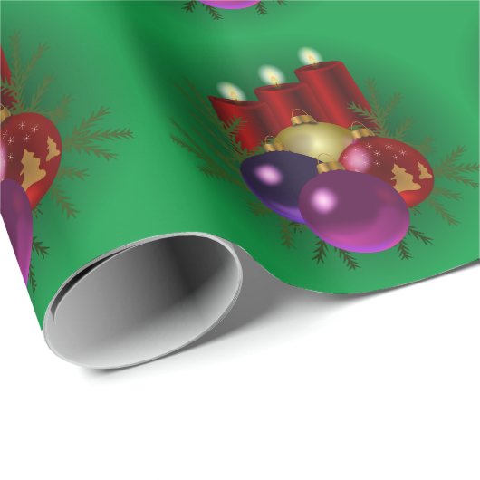 Kleurrijke kerstkaarsen cadeaupapier (Rol Hoek)