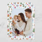 Kleurrijke kerstkaart met feestelijk patroon (Voorkant / Achterkant)