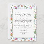 Kleurrijke kerstkaart met feestelijk patroon (Achterkant)