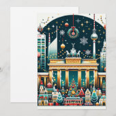 Kleurrijke kerstkaart met feestelijke wensen uit B (Voorkant / Achterkant)