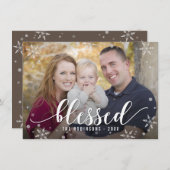 Kleurrijke kerstkaart met gewenste seizoensgroet (Voorkant / Achterkant)