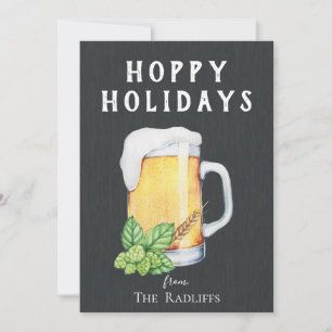 Kleurrijke Kerstkaart met krijtbord en 'Hoppy Holi