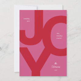 Kleurrijke kerstkaart met tekst 'Bold Joy Pink & R