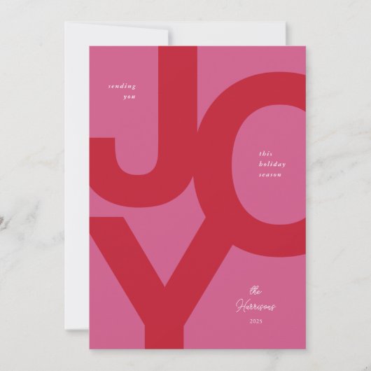 Kleurrijke kerstkaart met tekst 'Bold Joy Pink & R (Voorkant)
